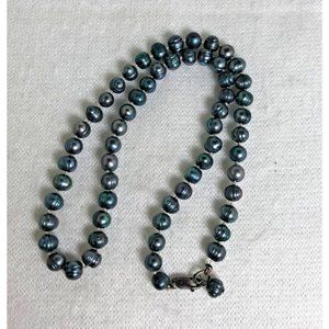 Lovely Vintage Gray Faux Pearl Necklace - Knotted - 17"